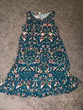 The Pioneer Woman Teal Floral Ruffle Hem Dress